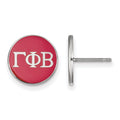 Sterling Silver Rhodium-plated LogoArt Gamma Phi Beta Sorority Greek Letters Color Enamel Post Earrings