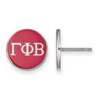 Sterling Silver Rhodium-plated LogoArt Gamma Phi Beta Sorority Greek Letters Color Enamel Post Earrings