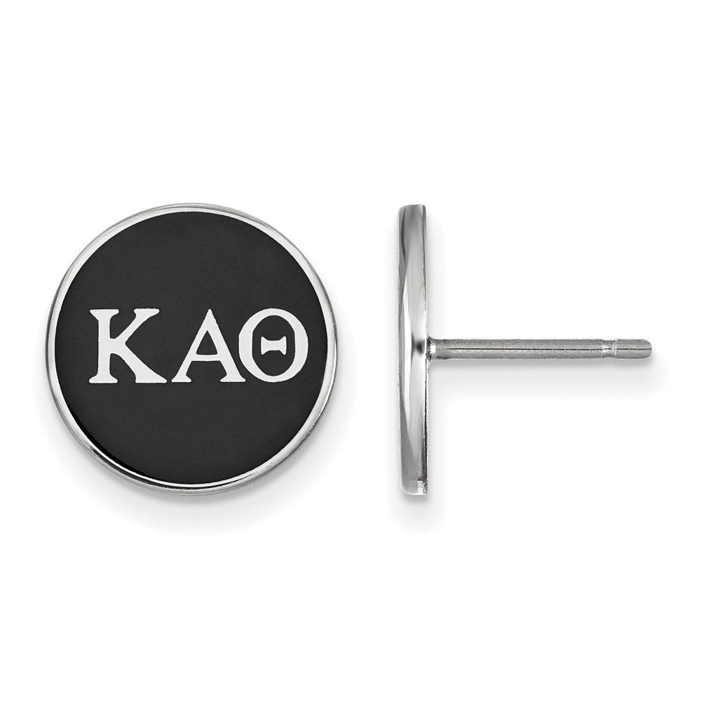 Sterling Silver Rhodium-plated LogoArt Kappa Alpha Theta Sorority Greek Letters Color Enamel Post Earrings