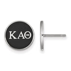 Sterling Silver Rhodium-plated LogoArt Kappa Alpha Theta Sorority Greek Letters Color Enamel Post Earrings