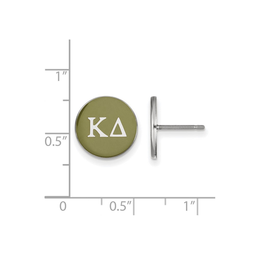 Sterling Silver Rhodium-plated LogoArt Kappa Delta Sorority Greek Letters Color Enamel Post Earrings