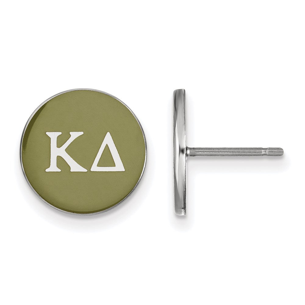 Sterling Silver Rhodium-plated LogoArt Kappa Delta Sorority Greek Letters Color Enamel Post Earrings