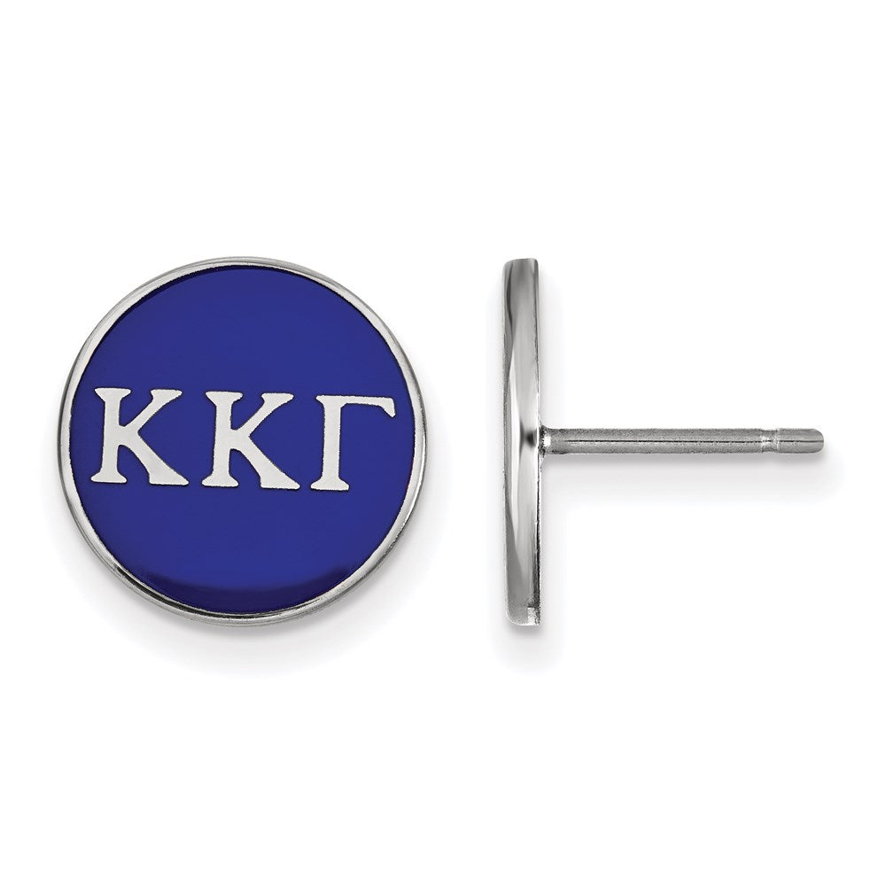 Sterling Silver Rhodium-plated LogoArt Kappa Kappa Gamma Sorority Greek Letters Color Enamel Post Earrings