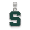 Sterling Silver Rhodium-plated LogoArt Michigan State University Letter S Small Enameled Pendant