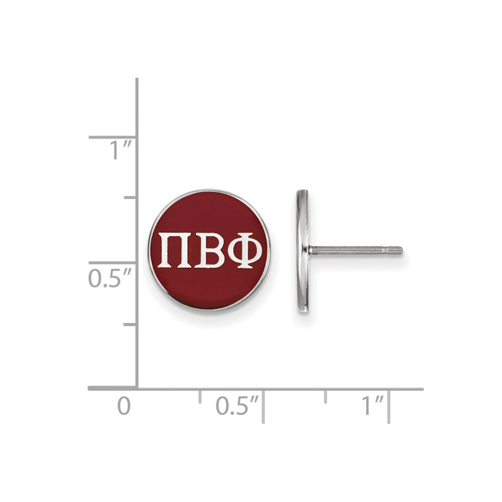 Sterling Silver Rhodium-plated LogoArt Pi Beta Phi Sorority Greek Letters Color Enamel Post Earrings