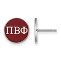 Sterling Silver Rhodium-plated LogoArt Pi Beta Phi Sorority Greek Letters Color Enamel Post Earrings