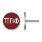 Sterling Silver Rhodium-plated LogoArt Pi Beta Phi Sorority Greek Letters Color Enamel Post Earrings