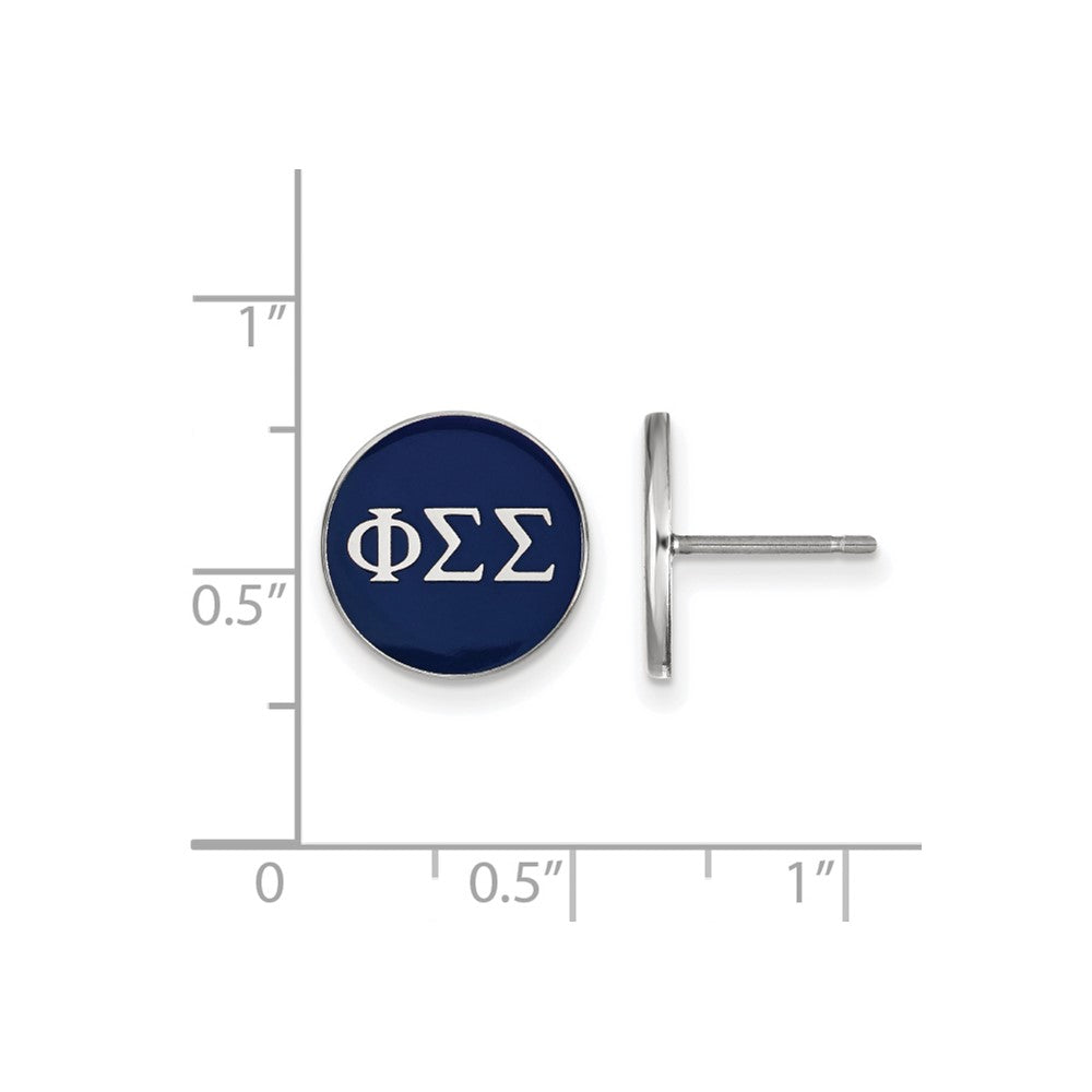 Sterling Silver Rhodium-plated LogoArt Phi Sigma Sigma Sorority Greek Letters Color Enamel Post Earrings