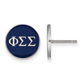 Sterling Silver Rhodium-plated LogoArt Phi Sigma Sigma Sorority Greek Letters Color Enamel Post Earrings