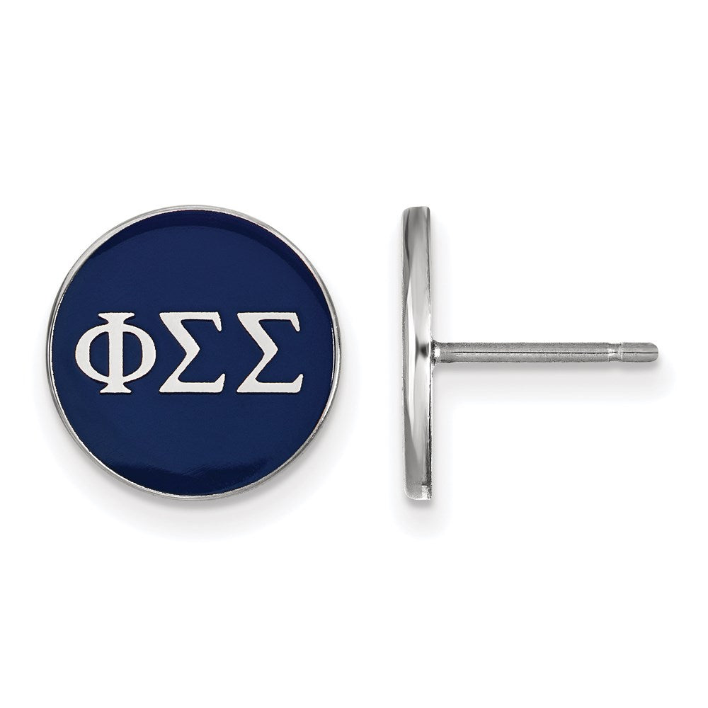 Sterling Silver Rhodium-plated LogoArt Phi Sigma Sigma Sorority Greek Letters Color Enamel Post Earrings