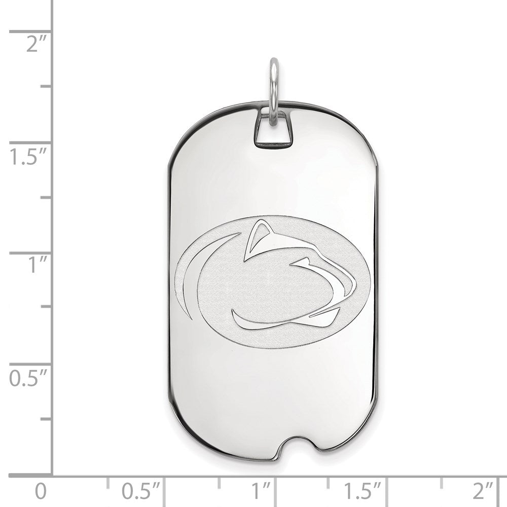 Sterling Silver Rhodium-plated LogoArt Penn State University Lion Large Dog Tag Pendant