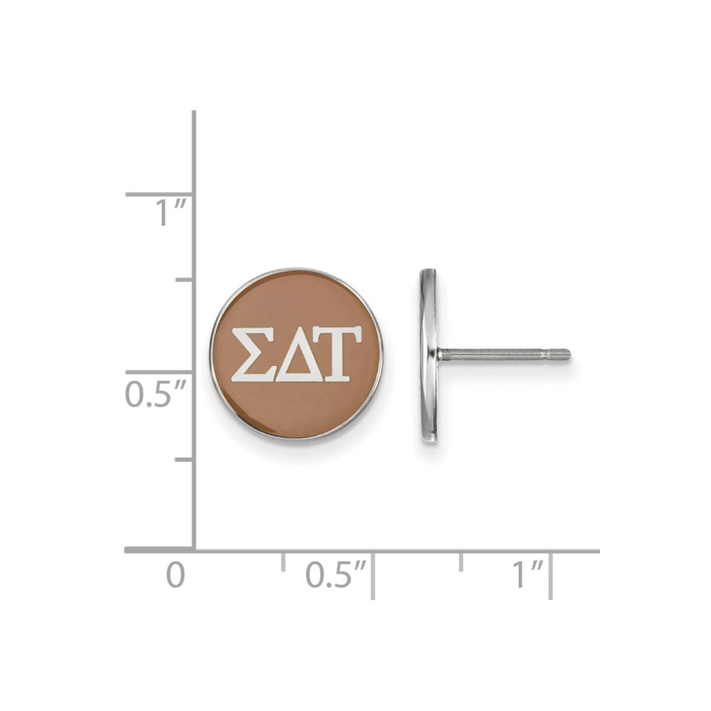 Sterling Silver Rhodium-plated LogoArt Sigma Delta Tau Sorority Greek Letters Color Enamel Post Earrings