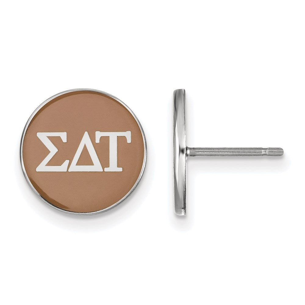 Sterling Silver Rhodium-plated LogoArt Sigma Delta Tau Sorority Greek Letters Color Enamel Post Earrings