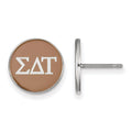 Sterling Silver Rhodium-plated LogoArt Sigma Delta Tau Sorority Greek Letters Color Enamel Post Earrings