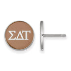Sterling Silver Rhodium-plated LogoArt Sigma Delta Tau Sorority Greek Letters Color Enamel Post Earrings