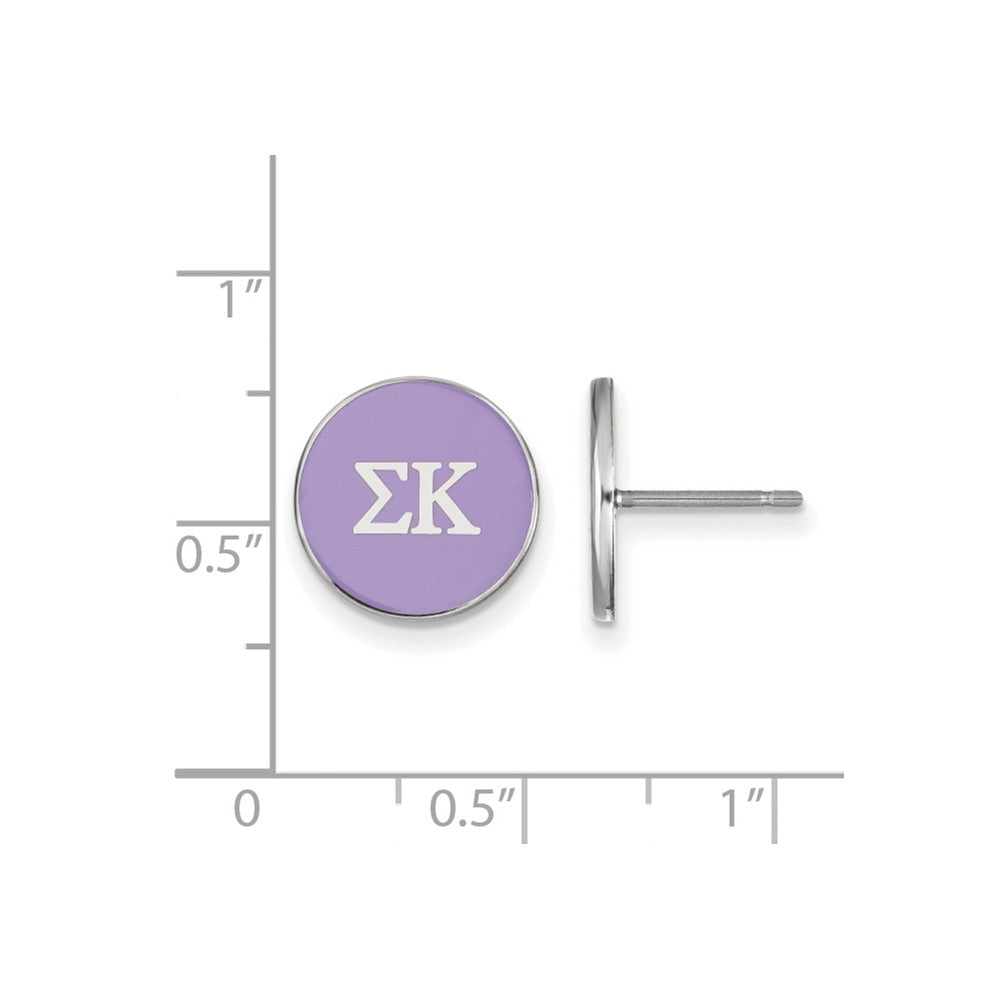 Sterling Silver Rhodium-plated LogoArt Sigma Kappa Sorority Greek Letters Color Enamel Post Earrings