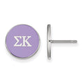 Sterling Silver Rhodium-plated LogoArt Sigma Kappa Sorority Greek Letters Color Enamel Post Earrings