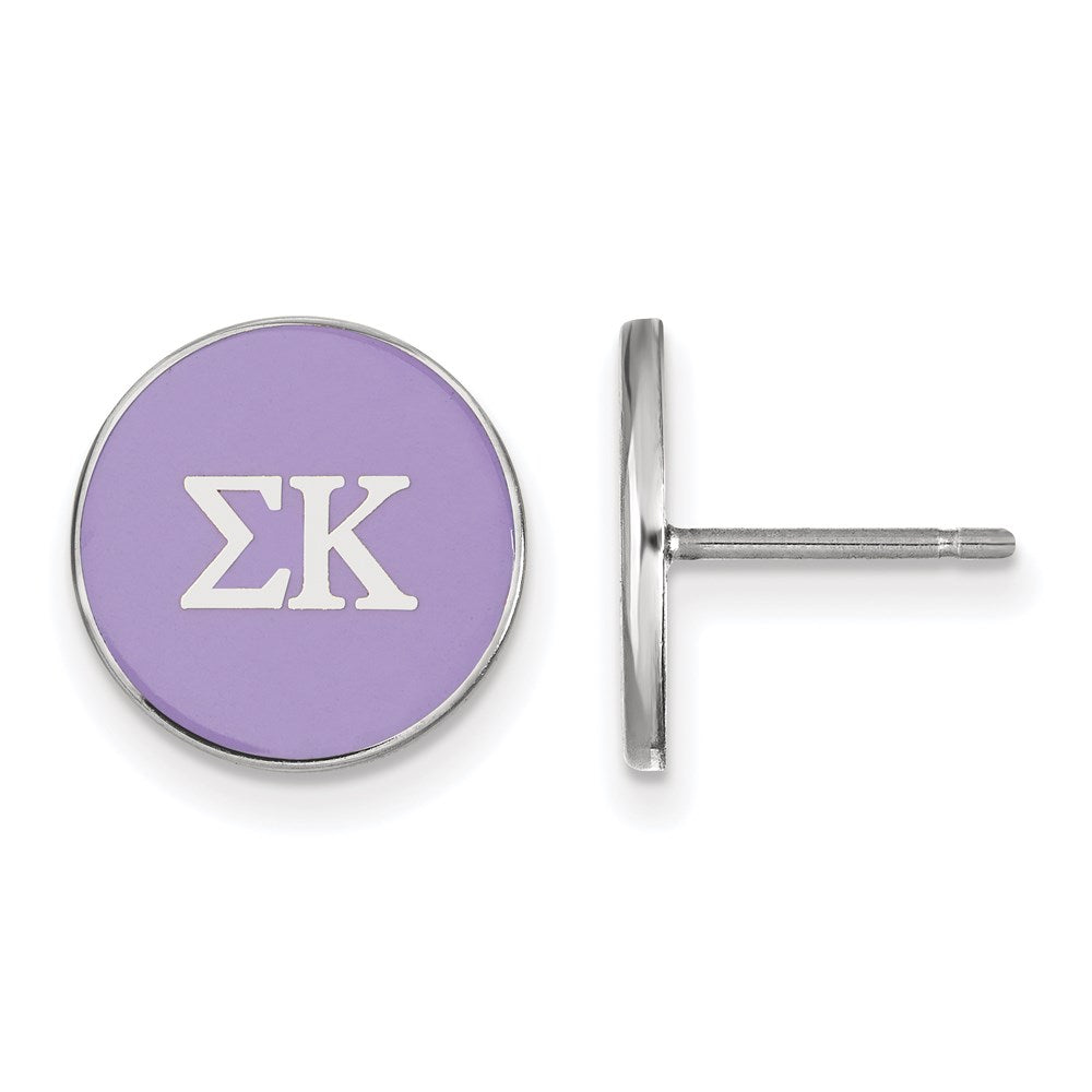 Sterling Silver Rhodium-plated LogoArt Sigma Kappa Sorority Greek Letters Color Enamel Post Earrings