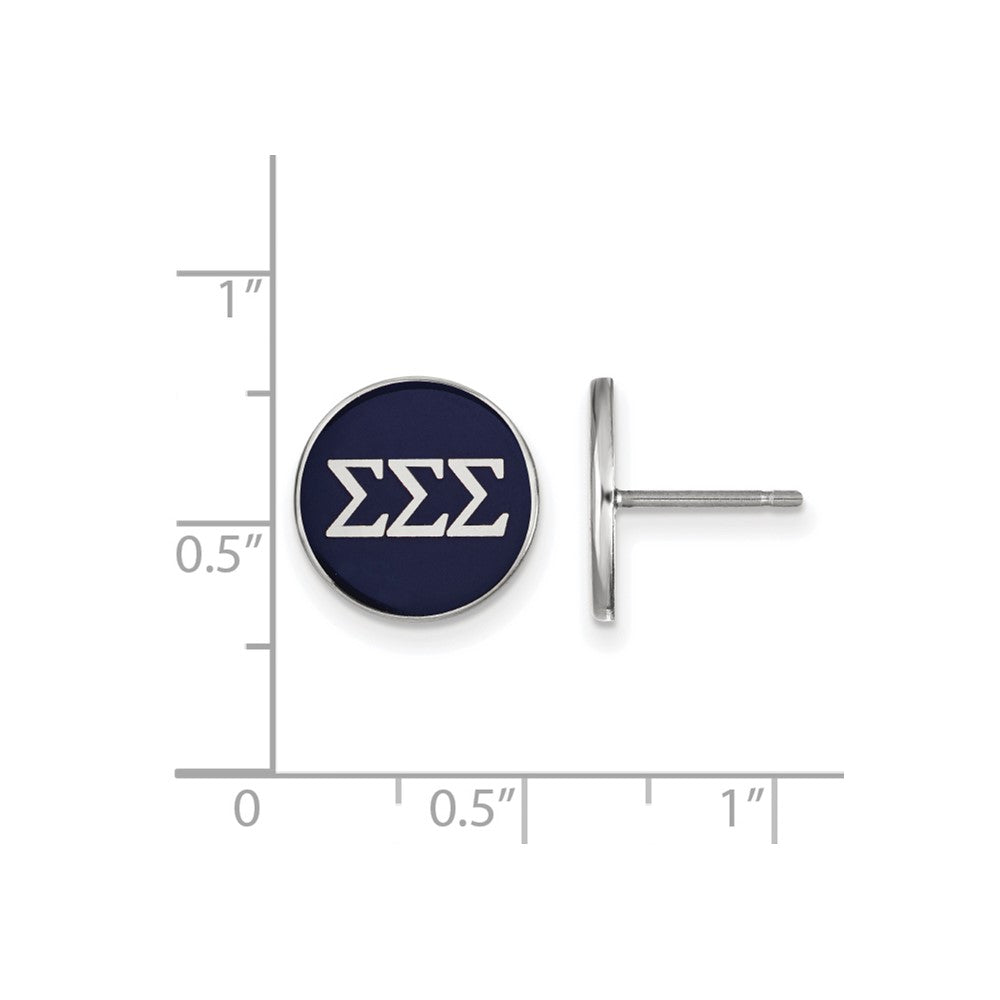Sterling Silver Rhodium-plated LogoArt Sigma Sigma Sigma Sorority Greek Letters Color Enamel Post Earrings