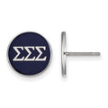 Sterling Silver Rhodium-plated LogoArt Sigma Sigma Sigma Sorority Greek Letters Color Enamel Post Earrings