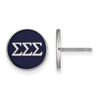Sterling Silver Rhodium-plated LogoArt Sigma Sigma Sigma Sorority Greek Letters Color Enamel Post Earrings