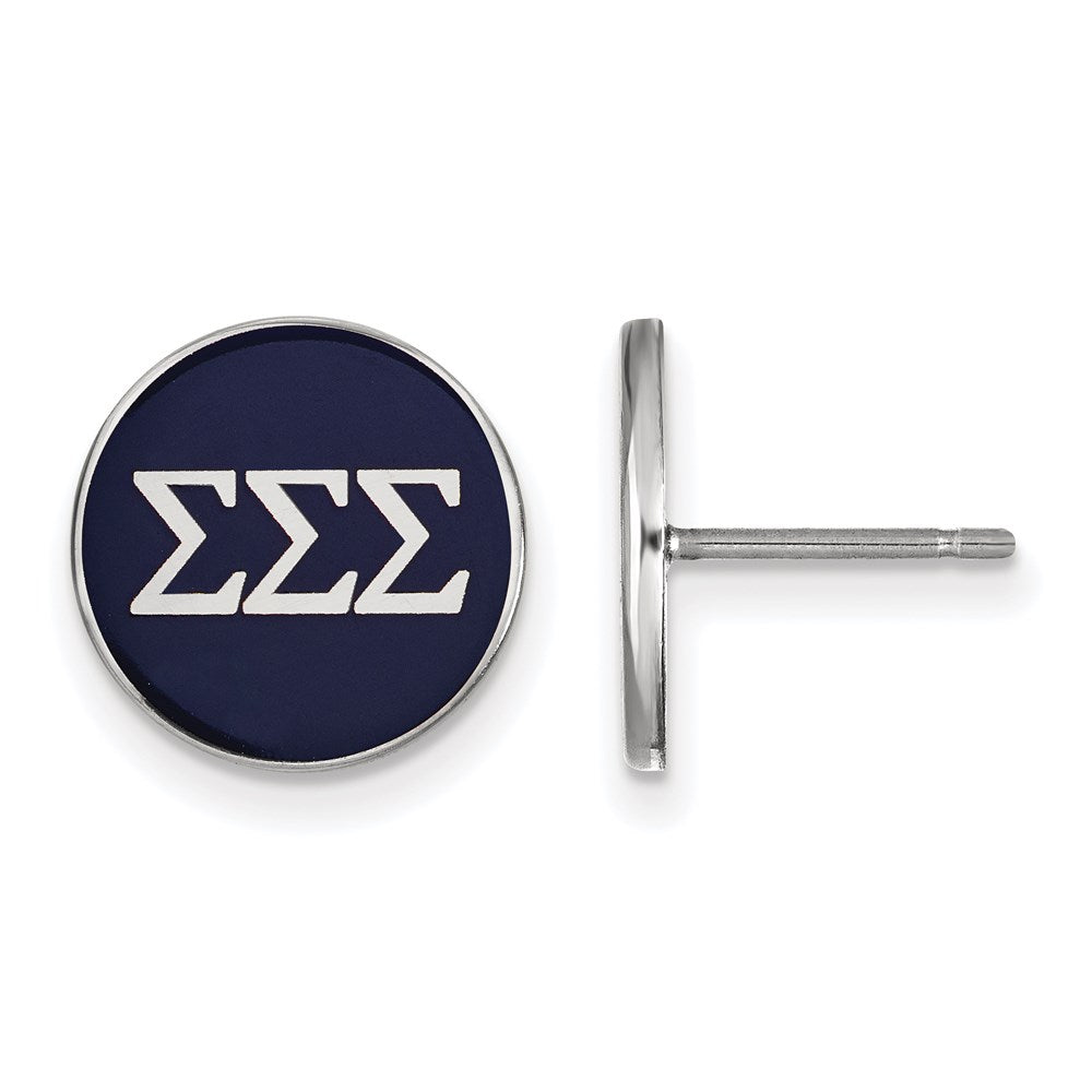 Sterling Silver Rhodium-plated LogoArt Sigma Sigma Sigma Sorority Greek Letters Color Enamel Post Earrings