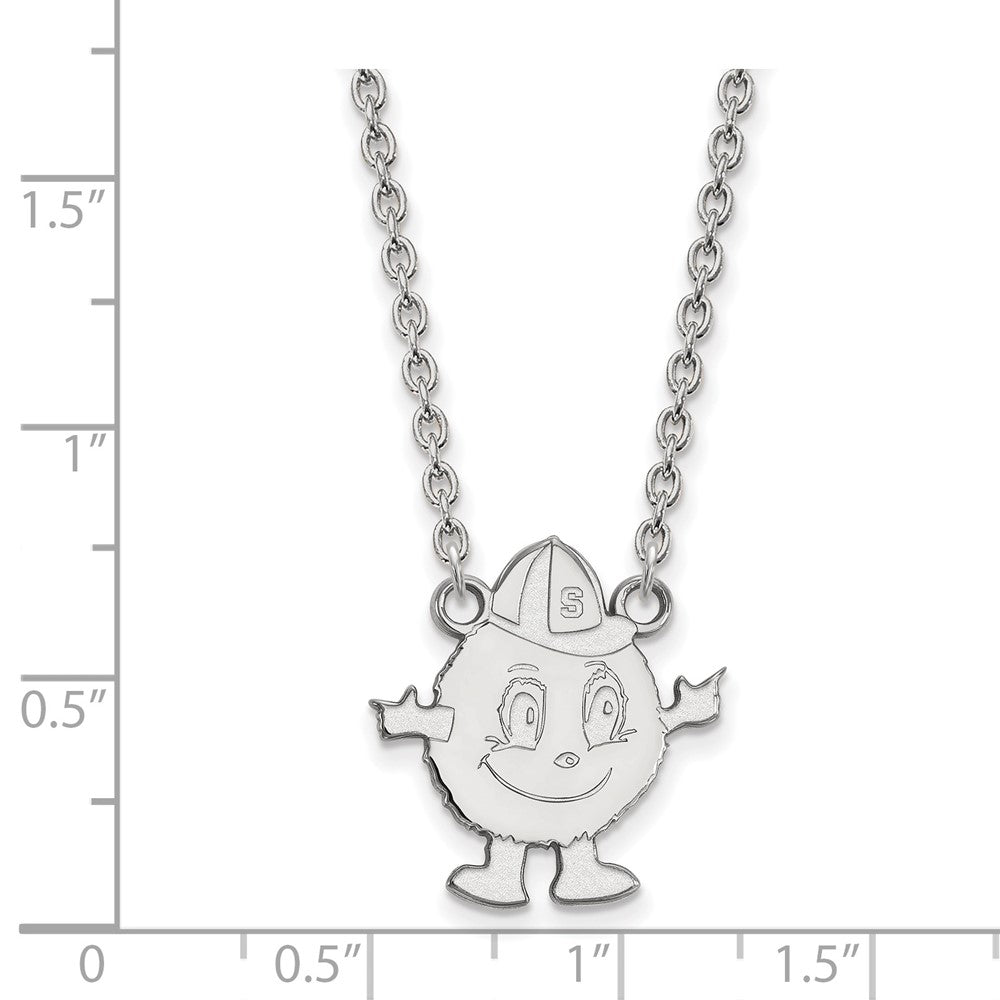 Sterling Silver Rhodium-plated LogoArt Syracuse University Mascot Large Pendant 18 inch Necklace