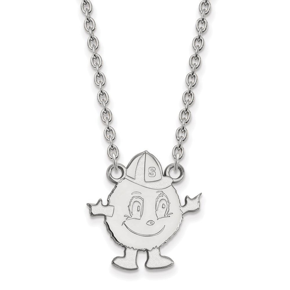 10k White Gold LogoArt Syracuse University Mascot Large Pendant 18 inch Necklace