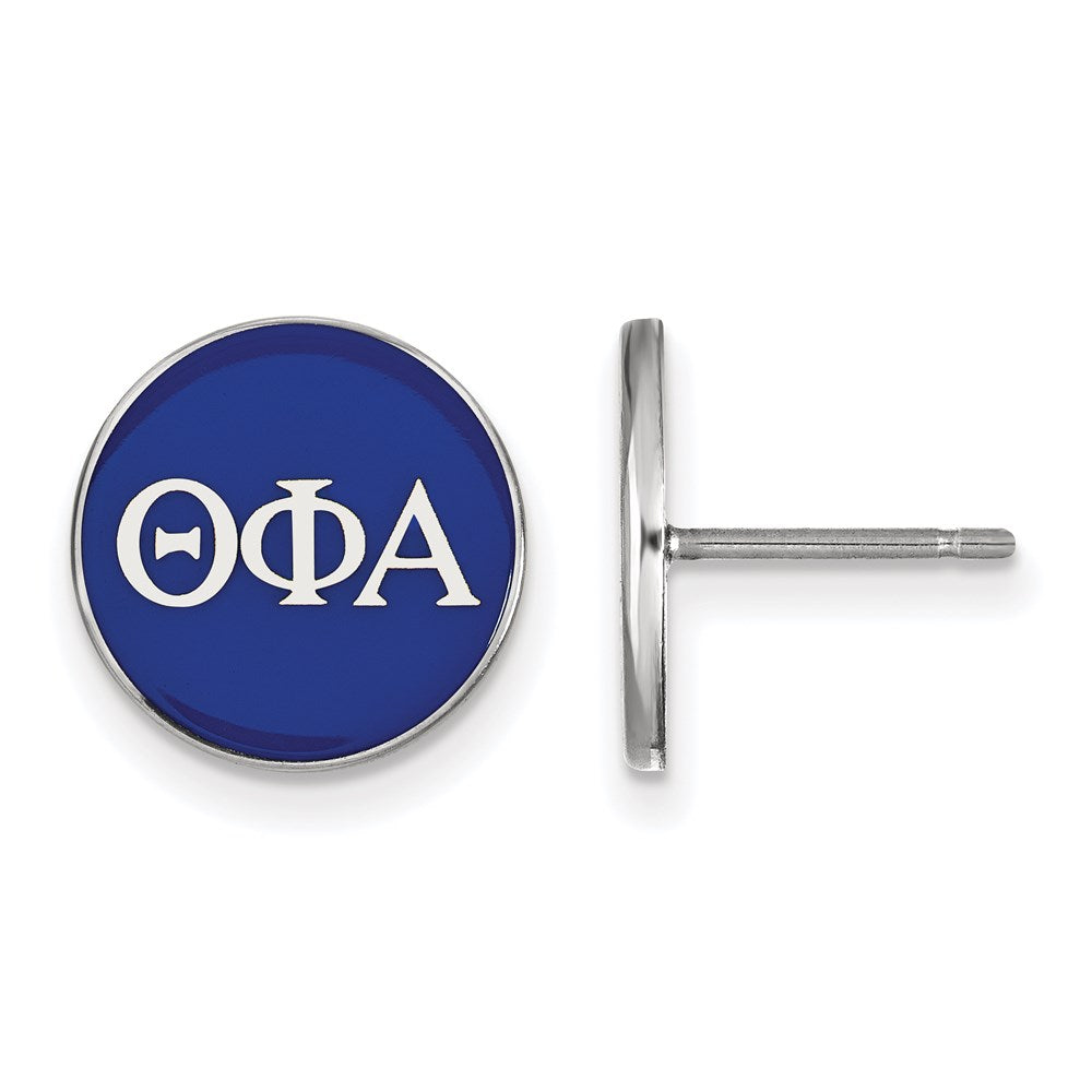 Sterling Silver Rhodium-plated LogoArt Theta Phi Alpha Sorority Greek Letters Color Enamel Post Earrings