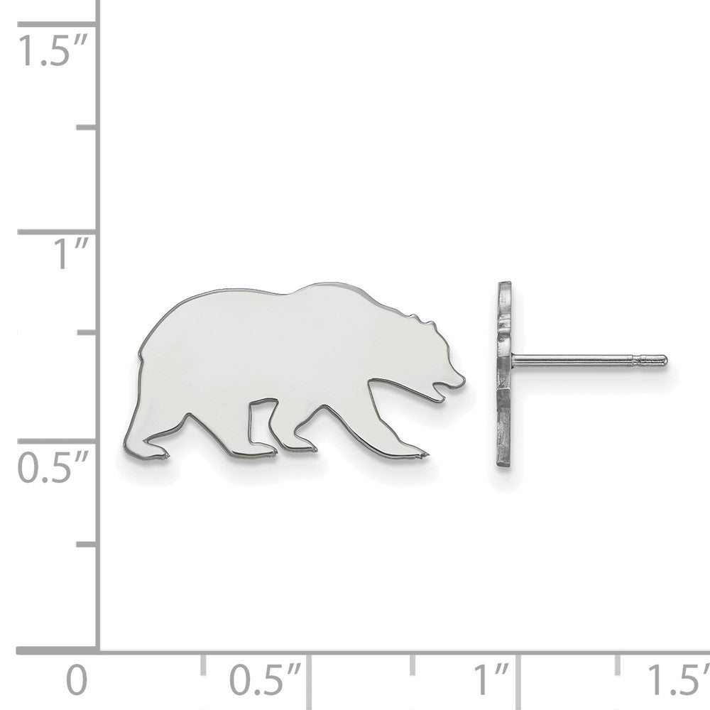 14k White Gold LogoArt University of California Berkeley Bear Small Post Earrings