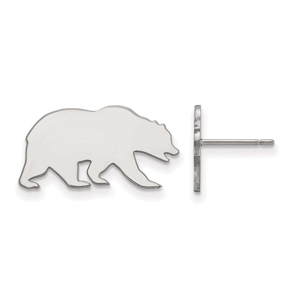 Sterling Silver Rhodium-plated LogoArt University of California Berkeley Bear Small Post Earrings