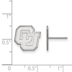 Sterling Silver Rhodium-plated LogoArt University of Colorado C-U Small Post Earrings