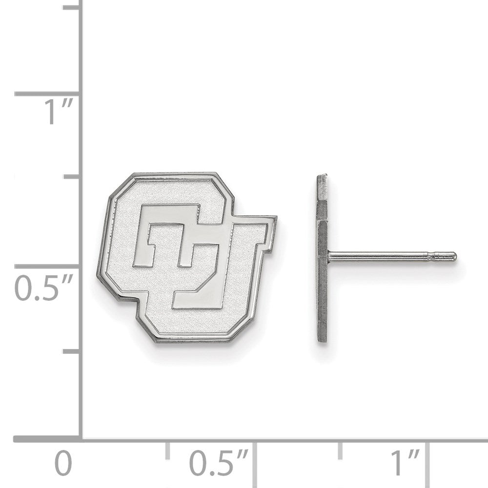 Sterling Silver Rhodium-plated LogoArt University of Colorado C-U Small Post Earrings