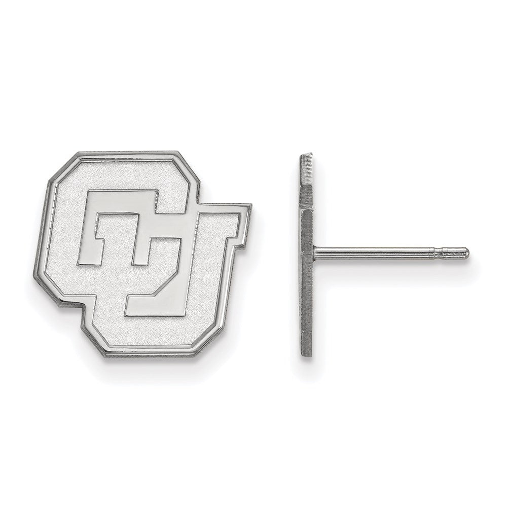 Sterling Silver Rhodium-plated LogoArt University of Colorado C-U Small Post Earrings