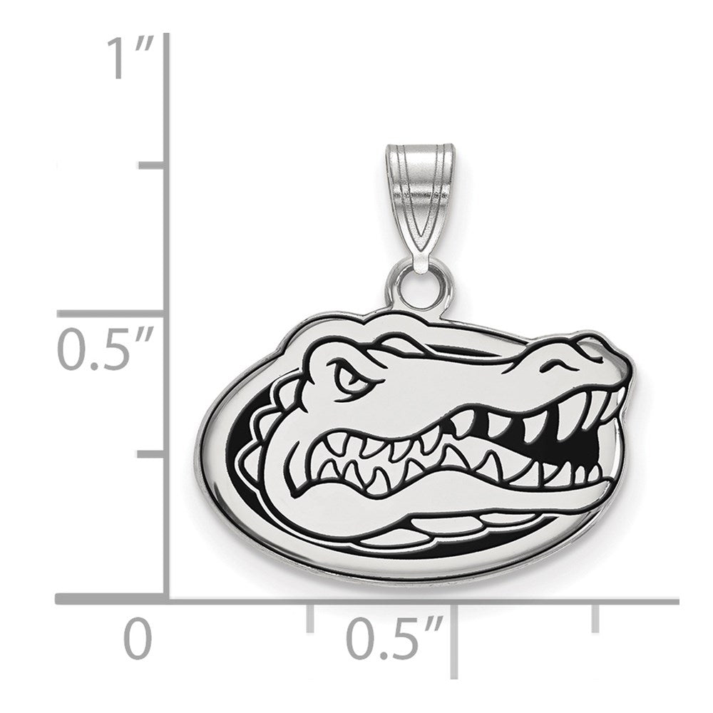 Sterling Silver Rhodium-plated LogoArt University of Florida Gator Small Enameled Pendant