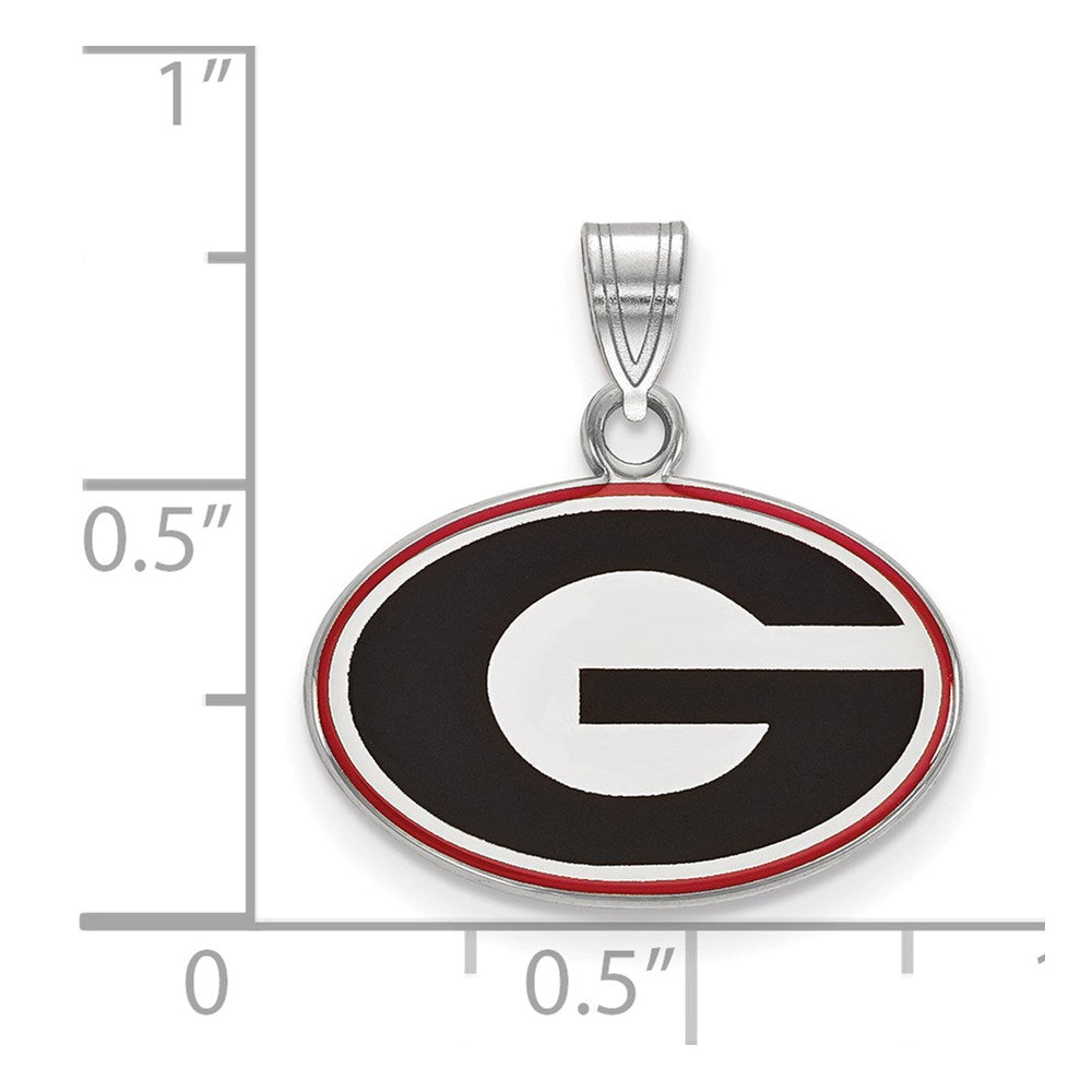 Sterling Silver Rhodium-plated LogoArt University of Georgia Letter G Small Enameled Pendant