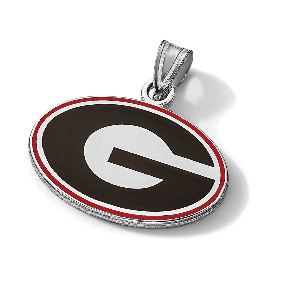 Sterling Silver Rhodium-plated LogoArt University of Georgia Letter G Small Enameled Pendant