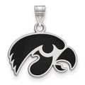 Sterling Silver Rhodium-plated LogoArt University of Iowa Hawk Small Enameled Pendant