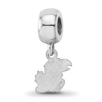 Sterling Silver Rhodium-plated LogoArt University of Kansas Jayhawk Extra Small Dangle Bead Charm