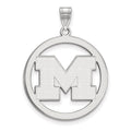 Sterling Silver Rhodium-plated LogoArt University of Michigan Letter M Extra Large Circle Pendant