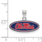 Sterling Silver Rhodium-plated LogoArt University of Mississippi Ole Miss Small Oval Enameled Pendant