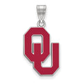 Sterling Silver Rhodium-plated LogoArt University of Oklahoma O-U Large Enameled Pendant