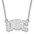 Sterling Silver Rhodium-plated University of Southern California U-S-C Small Pendant 18 inch Necklace
