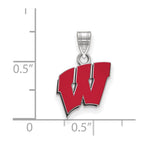 Sterling Silver Rhodium-plated LogoArt University of Wisconsin Letter W Small Enameled Pendant