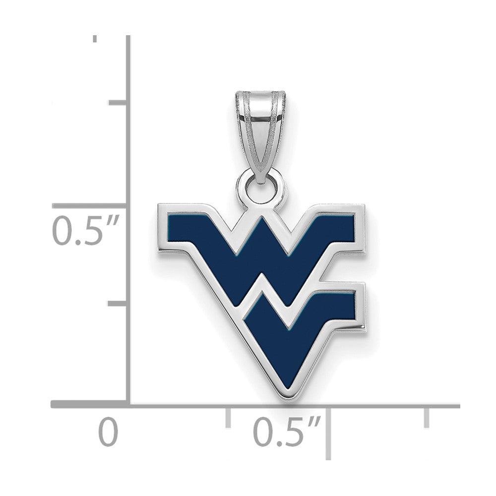 Sterling Silver Rhodium-plated LogoArt West Virginia University W-V Small Enameled Pendant