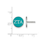 Sterling Silver Rhodium-plated LogoArt Zeta Tau Alpha Sorority Greek Letters Color Enamel Post Earrings