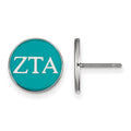 Sterling Silver Rhodium-plated LogoArt Zeta Tau Alpha Sorority Greek Letters Color Enamel Post Earrings