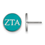 Sterling Silver Rhodium-plated LogoArt Zeta Tau Alpha Sorority Greek Letters Color Enamel Post Earrings