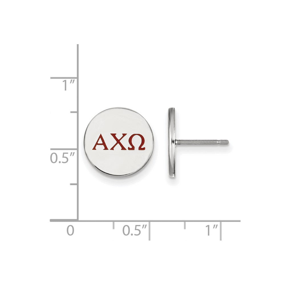 Sterling Silver Rhodium-plated LogoArt Alpha Chi Omega Sorority Greek Letters Color Enamel Post Earrings