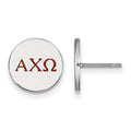 Sterling Silver Rhodium-plated LogoArt Alpha Chi Omega Sorority Greek Letters Color Enamel Post Earrings